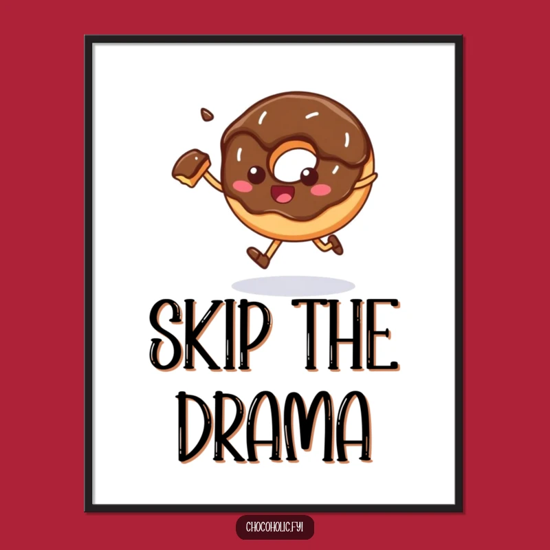 Funny Skipping Donut Poster, Cheerful Wall Art for Dessert Lovers