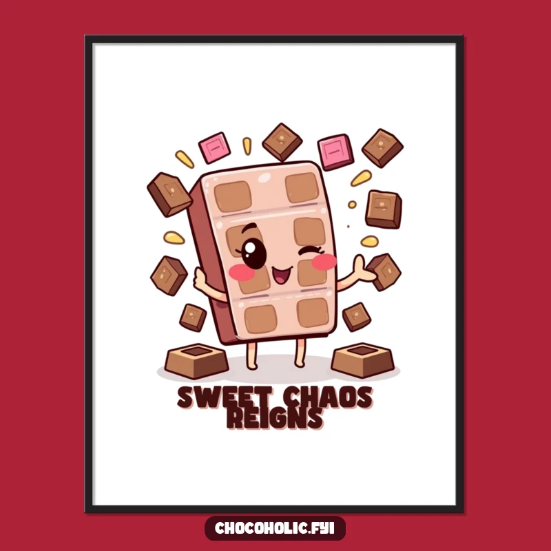 Funny Kawaii Chocolate Wink Poster: Sweeten Your Walls with Playful Art