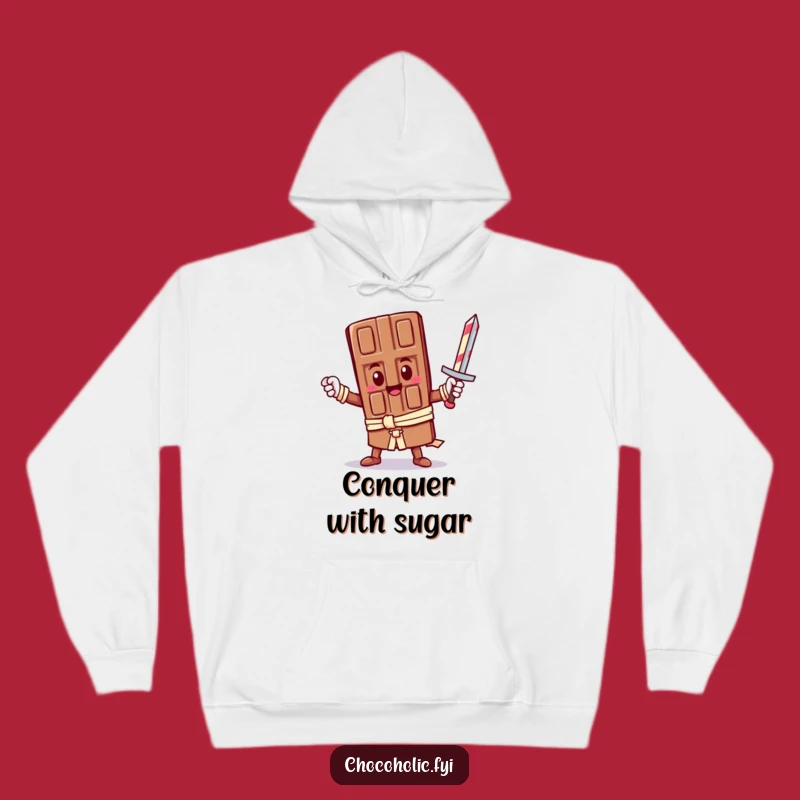 Cozy Funny Chocolate Hero Hoodie: Epic Kawaii Warrior Ready for Anything! A Warm Funny Gift.