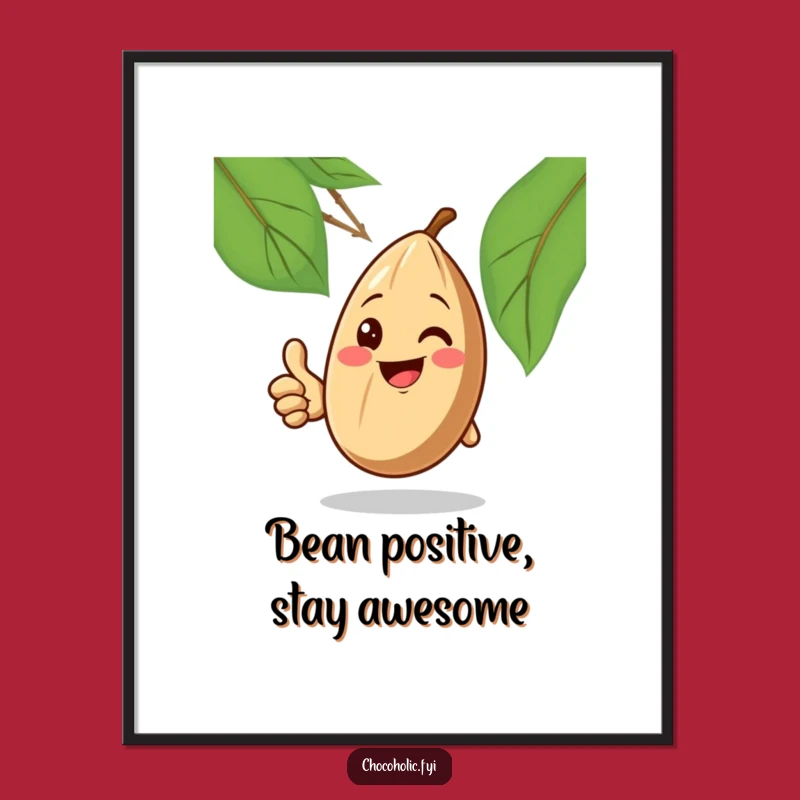Free Printable Wall Art: Smiling Cocoa Bean Funny Downloadable Art Gift