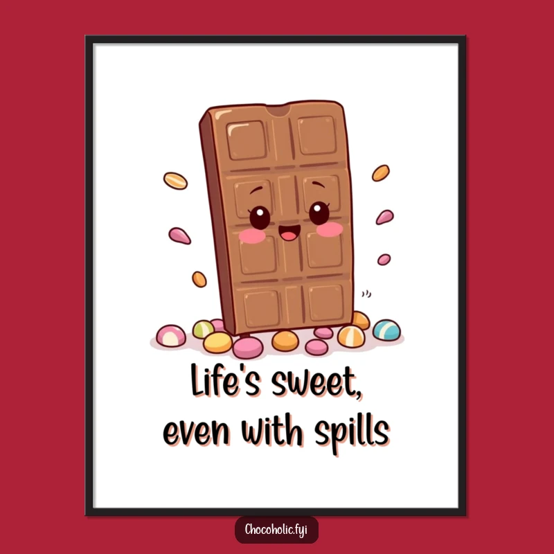 Funny Free Printable Wall Art: Clumsy Chocolate Bar Kawaii Decor
