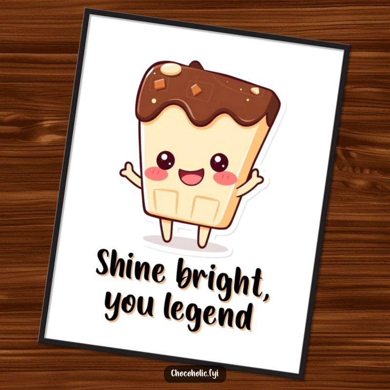 Funny Free Printable Wall Art: Kawaii chocolate bar character beaming with pride, inspiring confidence and success.