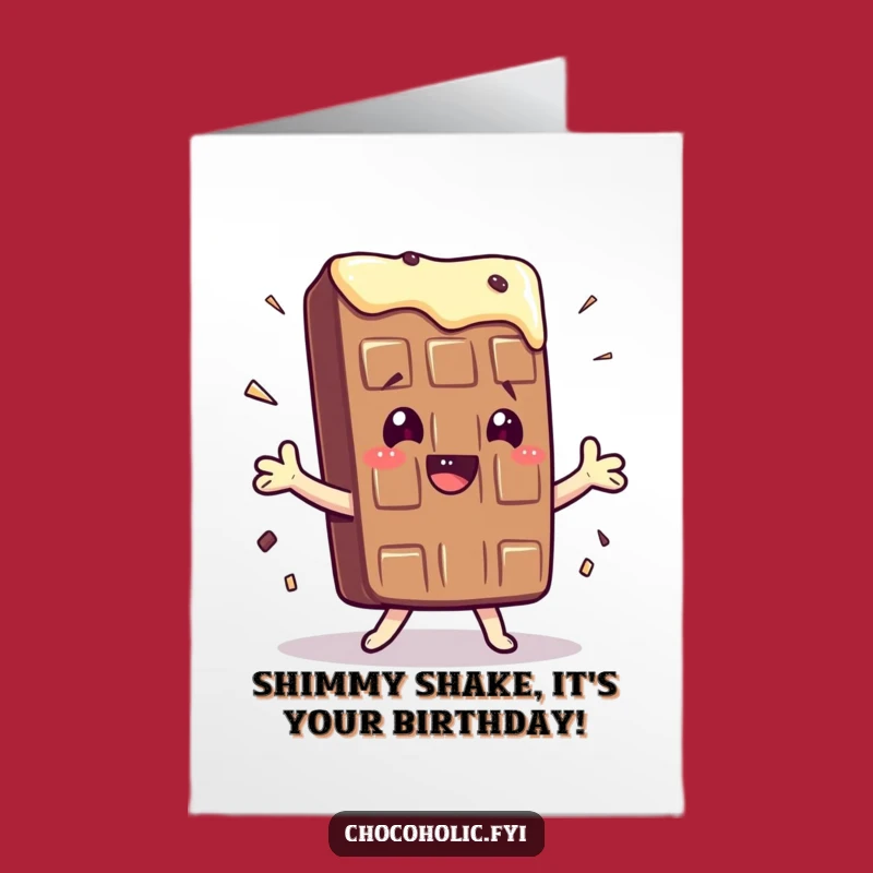 Free Printable Birthday Card: Funny Chocolate Bar Shimmy Kawaii Downloadable Gift