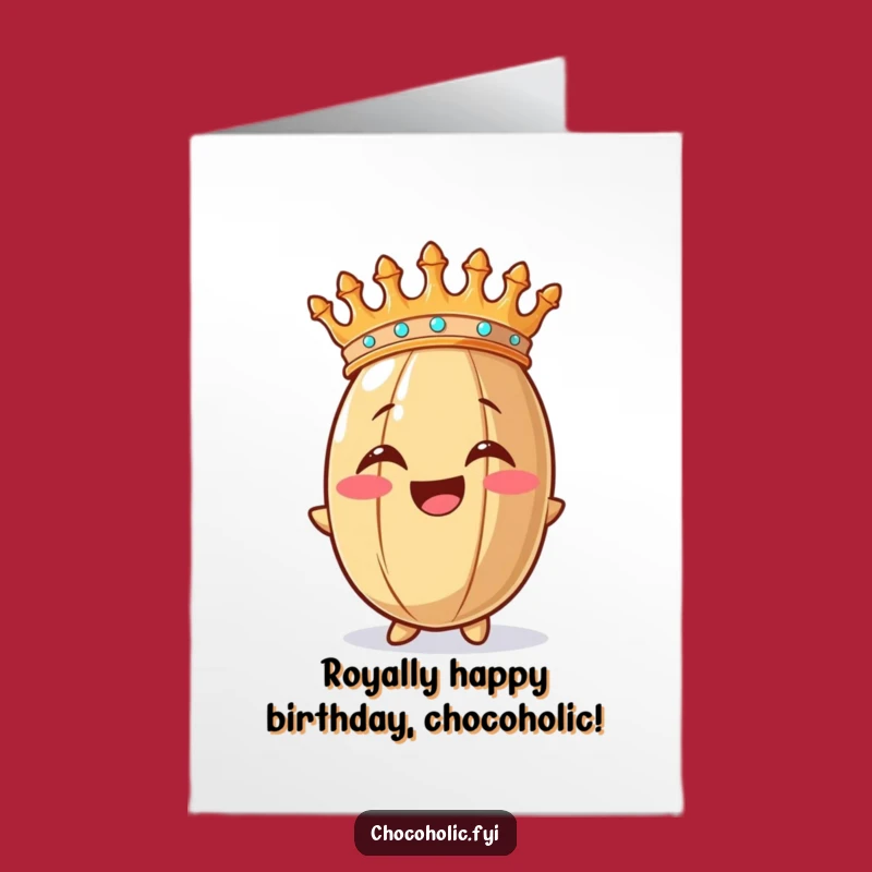 Free Printable Birthday Card: Funny Crowned Cocoa Bean Gift, Joyful Download