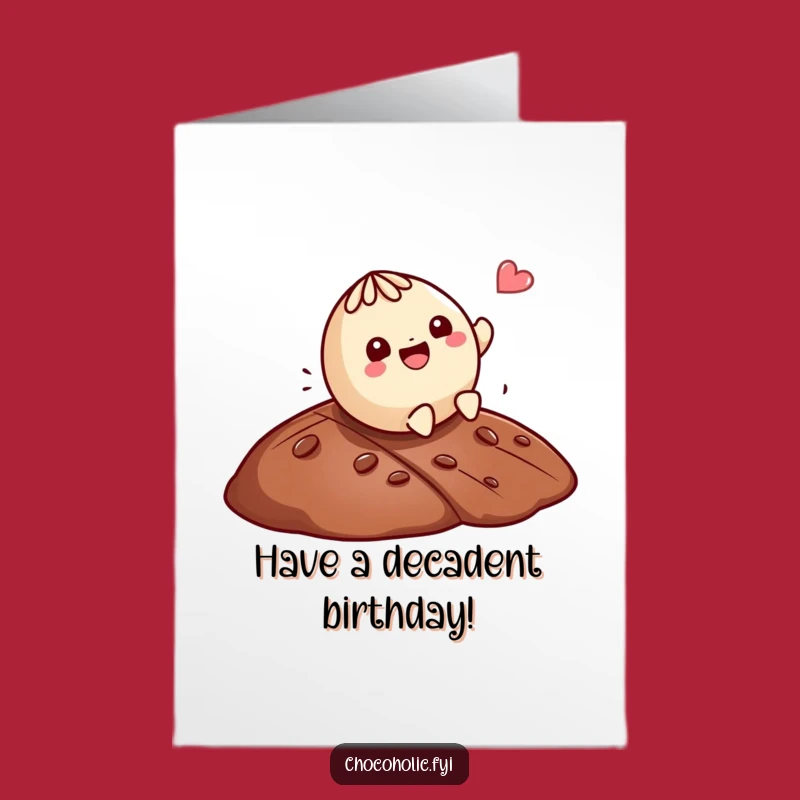 Free Printable Birthday Card: Kawaii Truffle's Chocolate Roll - Funny Downloadable Gift