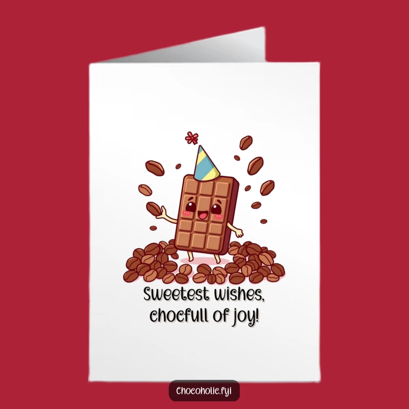 Funny Free Printable Birthday Card: Kawaii Chocolate Bar Juggling Beans, Downloadable Gift!