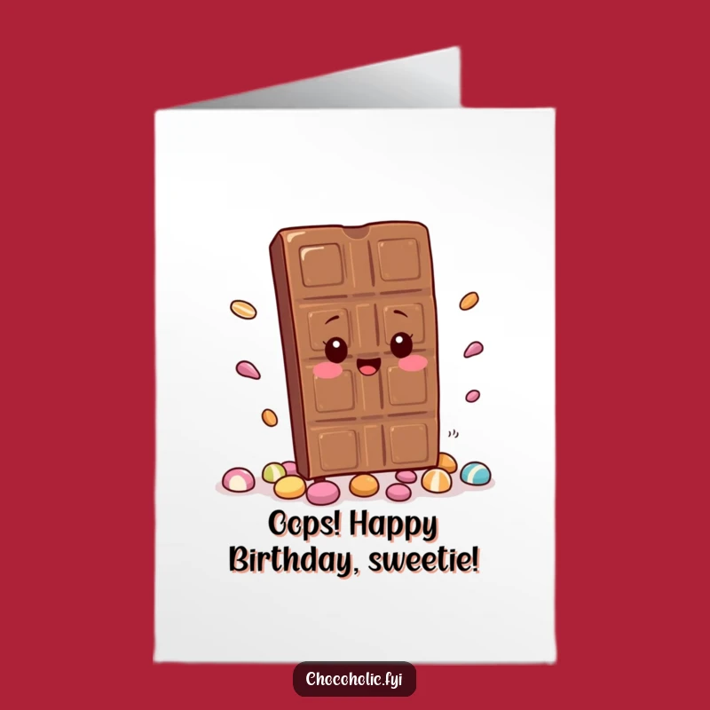Free Printable Funny Birthday Card: Tripping Chocolate Bar Gag Gift