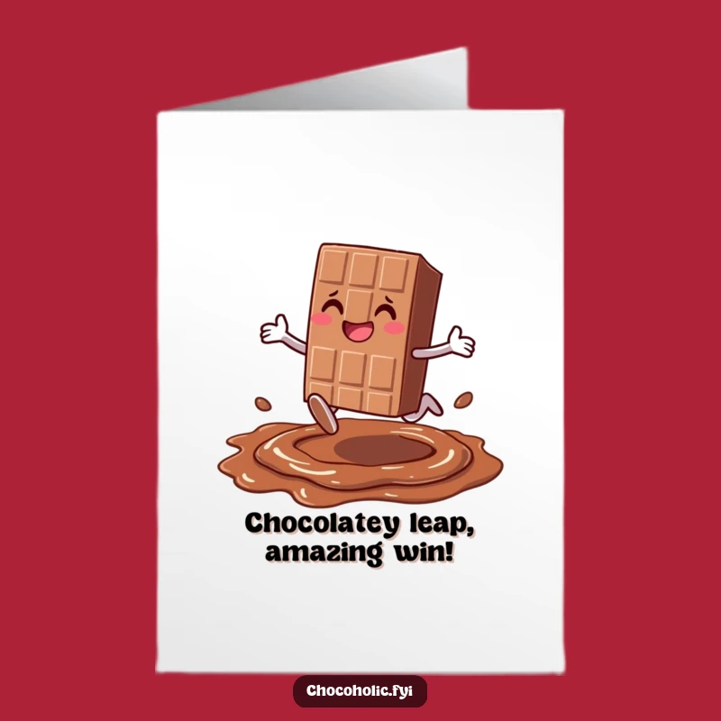 Free Printable Congrats Card: Chocolate Leap, Funny Downloadable Gift for Sweet Success