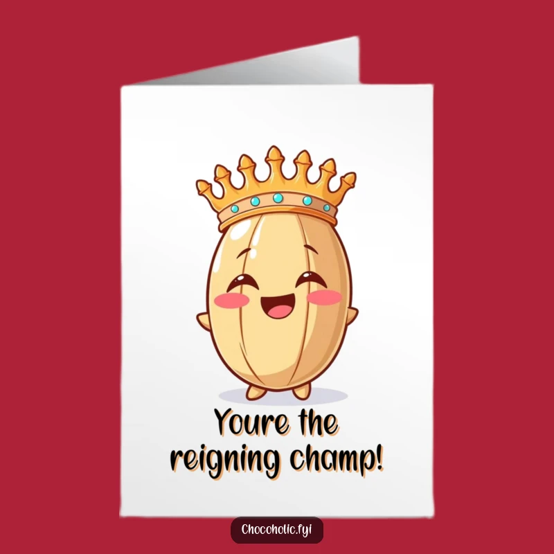 Free Printable Congrats Card: Cheerful Crowned Cocoa Bean, Funny Downloadable Gift