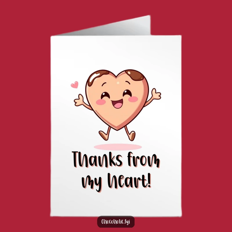 Free Printable Thank You Card: Bouncy Chocolate Heart, Funny Grateful Download