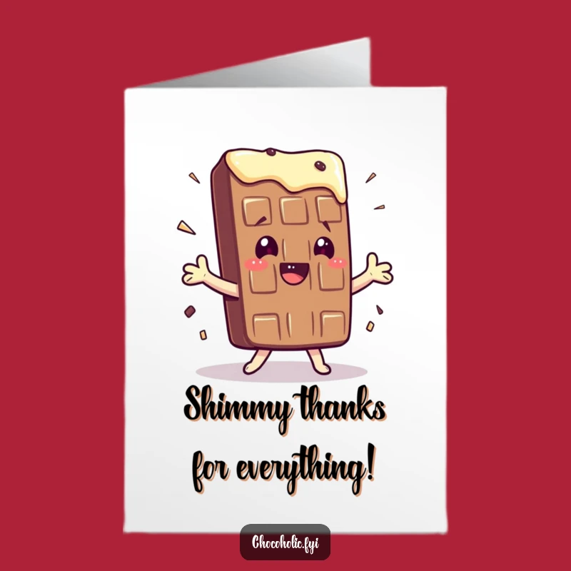 Free Printable Thank You Card: Funny Chocolate Bar Shimmy Kawaii Downloadable Gift