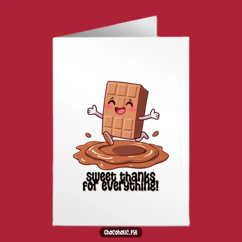 Free Printable Thank You Card: Chocolate Leap, Funny Downloadable Gift for Sweet Thanks