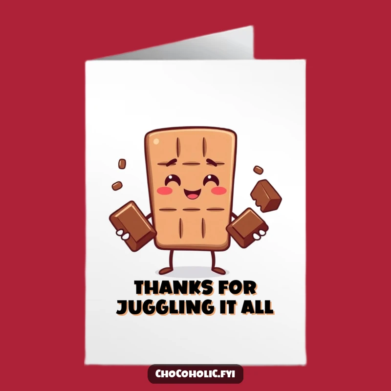 Free Printable Thank You Card Funny Chocolate Juggling Downloadable Gift