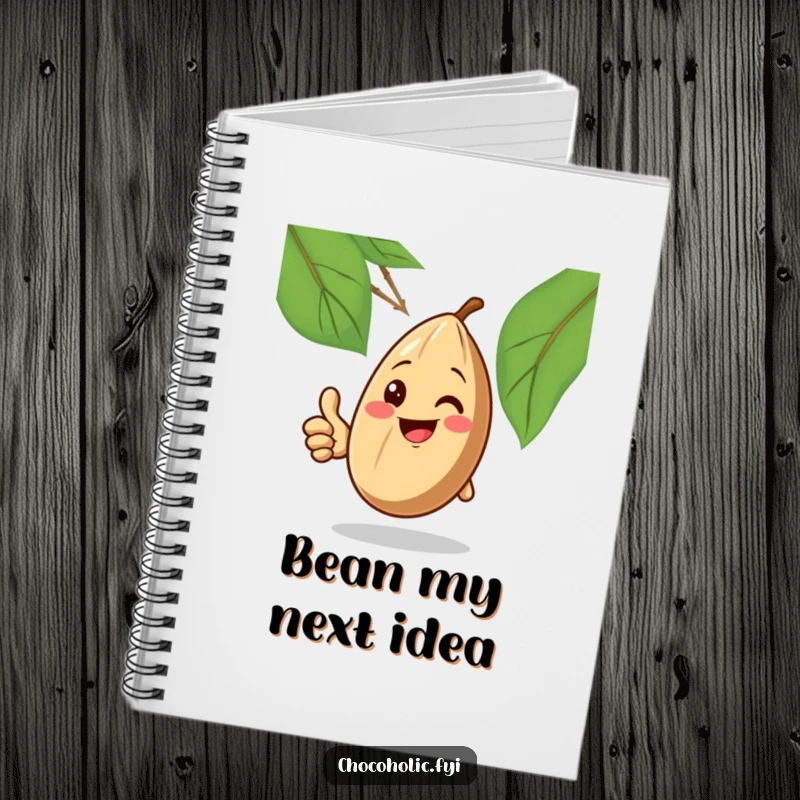 Funny Notebook: A cheerful cocoa bean gives a thumbs up, ideal for writing down positive thoughts and ideas.