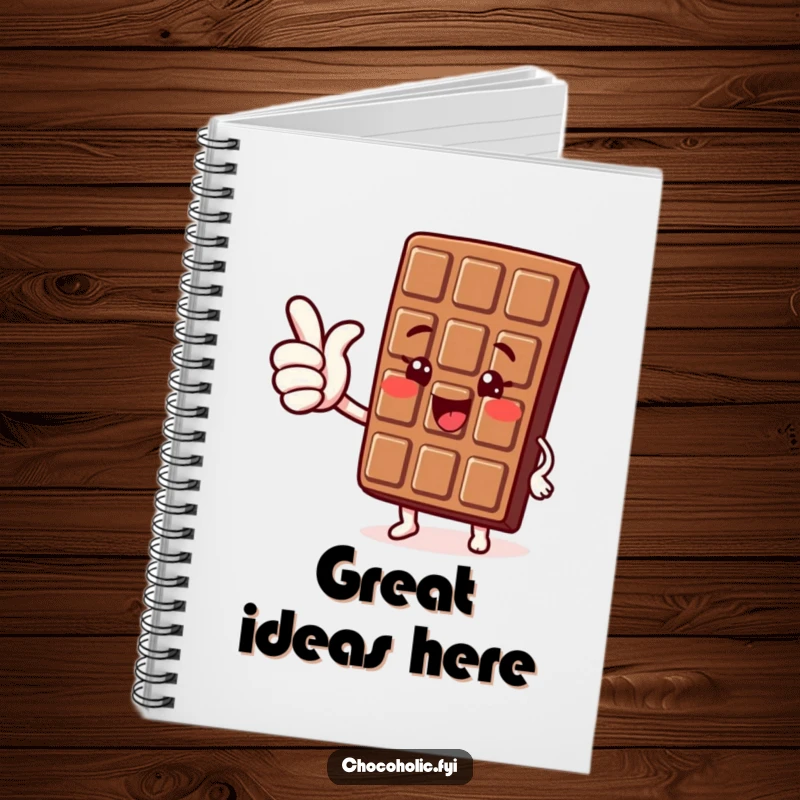 Funny Kawaii Chocolate Thumbs Up Notebook: A cute chocolate character giving a joyful thumbs up, perfect for positive note-taking.