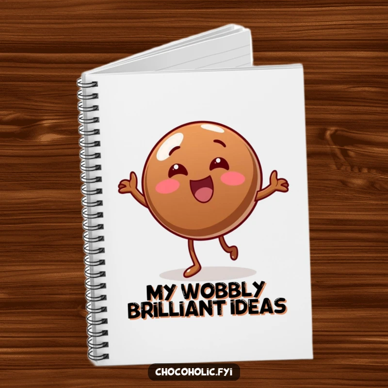 Funny Notebook: A chocolate candy is shown doing a silly wobble dance, perfect for jotting down funny thoughts and ideas.