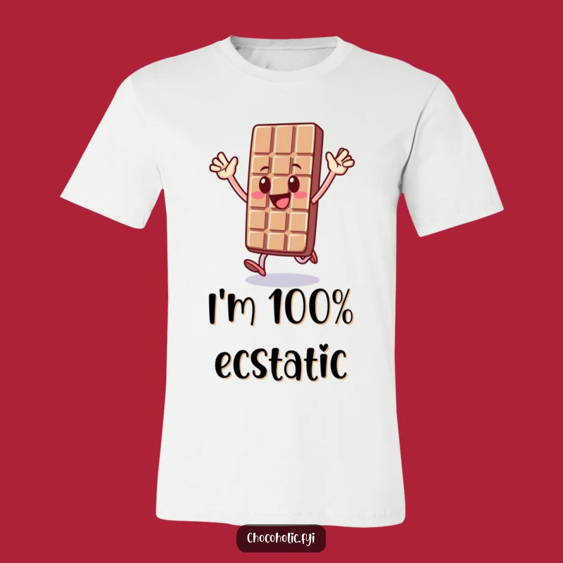 Funny Chocolate Bar Hop T-Shirt - Enthusiastic Cartoon Character Tee for Fun Lovers