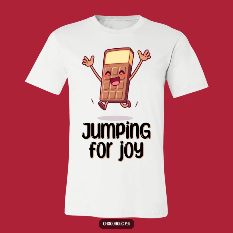 Funny Chocolate Bar Leap T-Shirt: Show Your Joyful Drama in this Character Tee