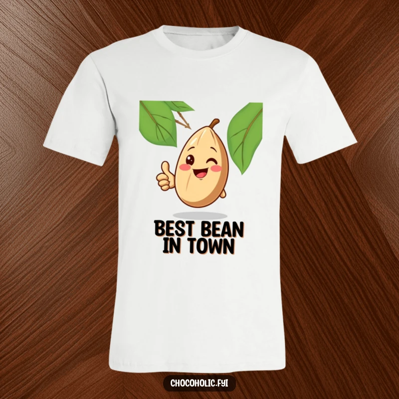 Funny T-Shirt: A cheerful cocoa bean with a big smile and a thumbs up, exuding confidence and happiness.