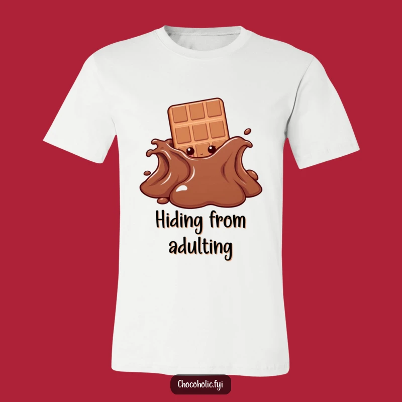 Funny Chocolate Puddle Peek T-Shirt - Mischievous Character Tee for Fun Lovers