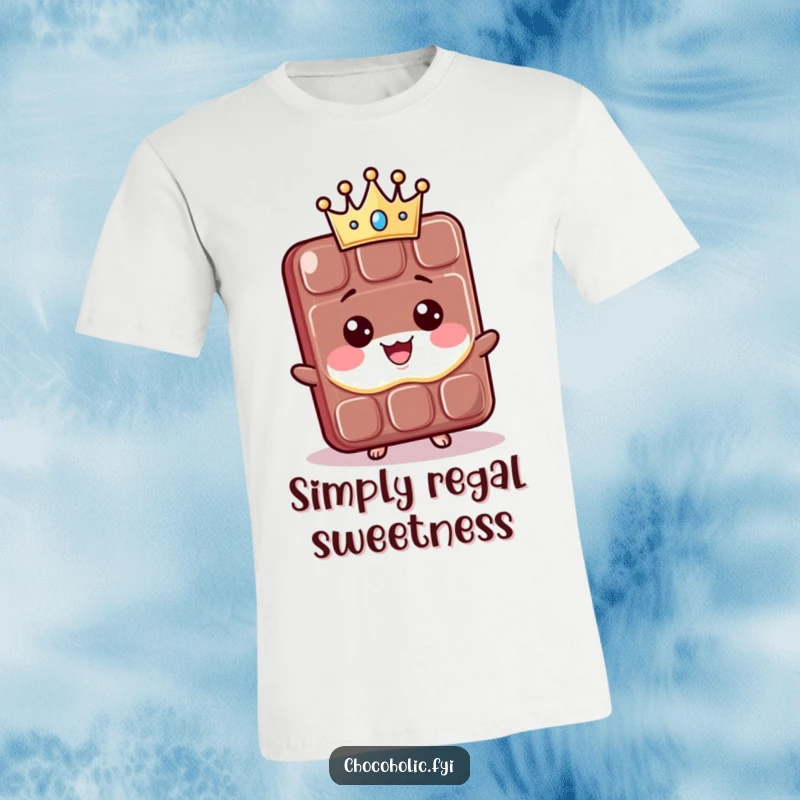 Funny T-Shirt: A proud kawaii chocolate bar character wears a tiny crown. Great for anyone who loves cute, funny, and regal apparel.