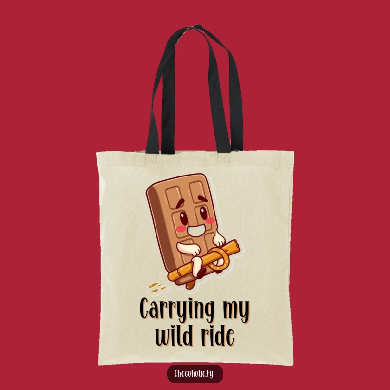 Funny Chocolate Bar Pretzel Ride Tote Bag, Quirky and Hilarious Accessory