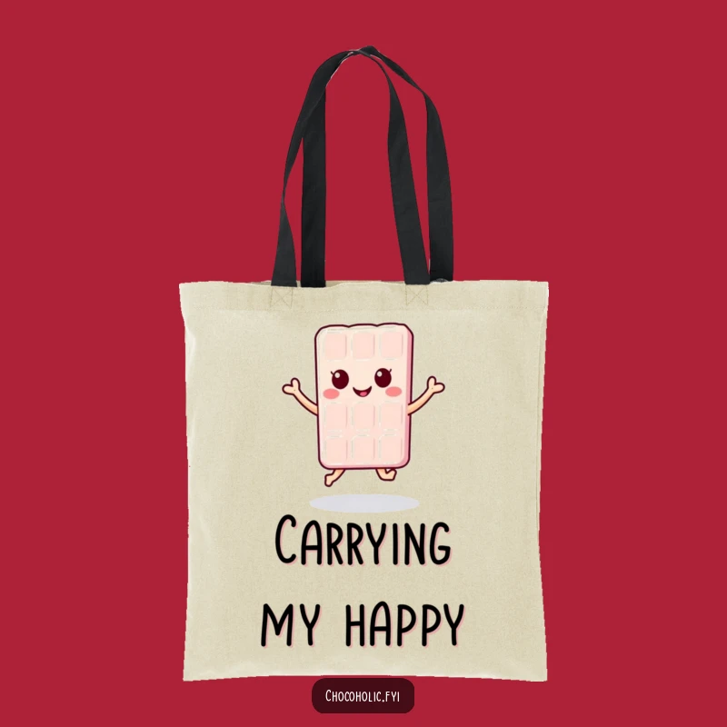 Funny Kawaii Chocolate Bar Jump Tote Bag - Cute Character Carryall