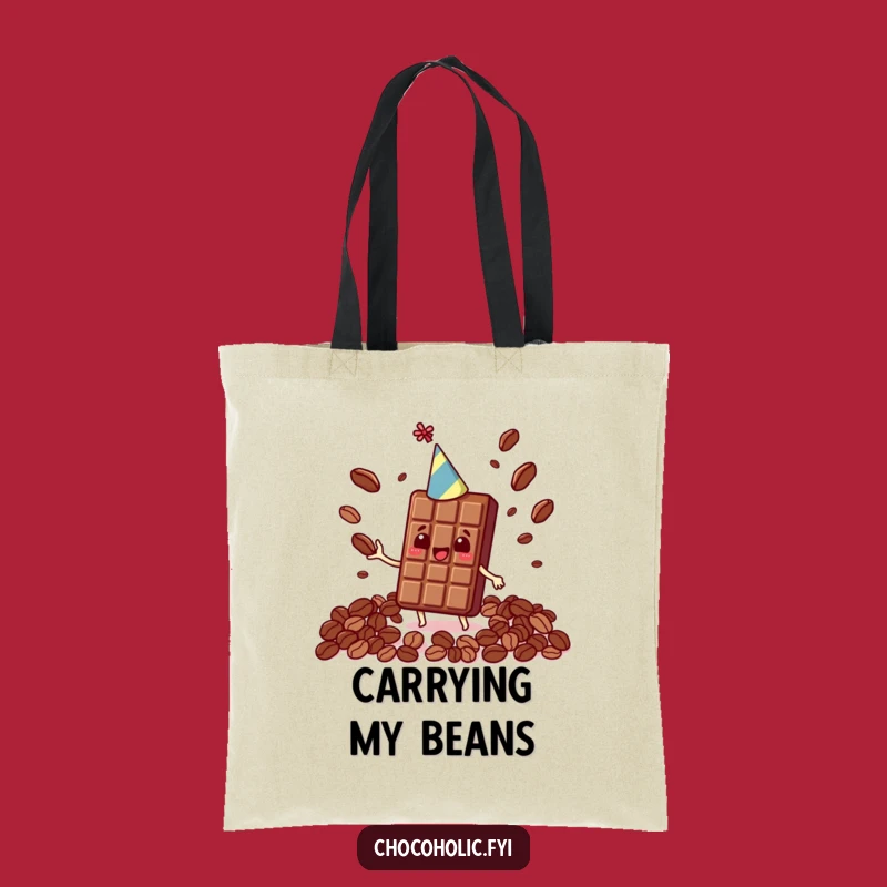 Funny Kawaii Chocolate Bar Party Hat Tote Bag - Juggling Cocoa Beans & Style
