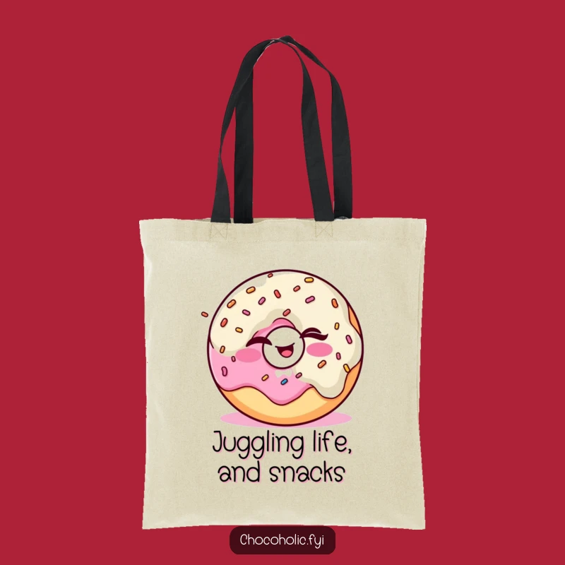 Funny Kawaii Donut Juggling Tote Bag: Carry Your Day with Sweet, Playful Flair
